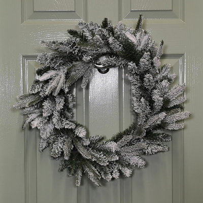 B&Q -  45Cm Snow Flocked Wreath 84 Mixed Peorpvc Tips