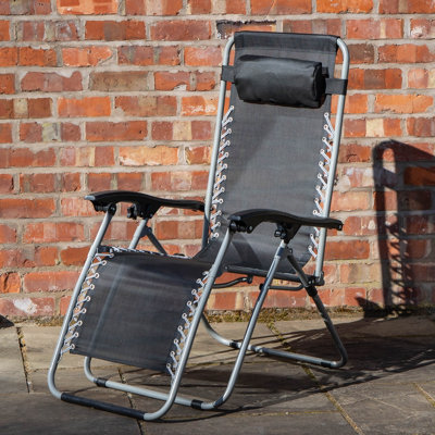 Samuel Alexander Multi Position Textoline Garden Relaxer Chair Lounger - Black