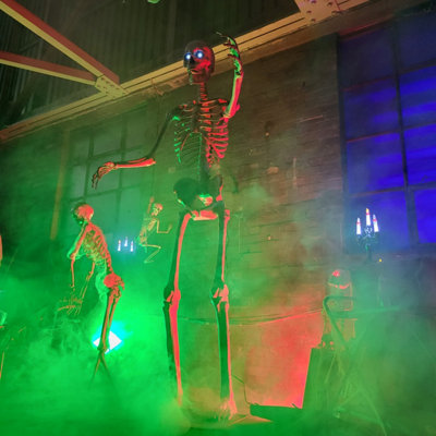 B&Q -  8Ft Standing Indoor Outdoor Animatronic Halloween Skeleton Decoration
