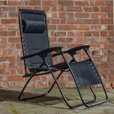 Samuel Alexander Luxury Padded Multi Position Zero Gravity Garden Relaxer Chair Lounger In All Black
