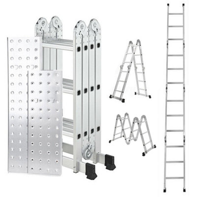 B&Q -  3.46M Lightweight Aluminium Folding Multi Position Work Platform Ladder