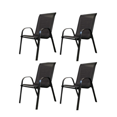 B&Q -  Set Of 4 Outdoor Garden Patio Textilene Furniture Chairs In Black