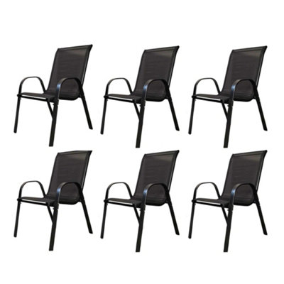 B&Q -  Set Of 6 Outdoor Garden Patio Textilene Furniture Chairs In Black