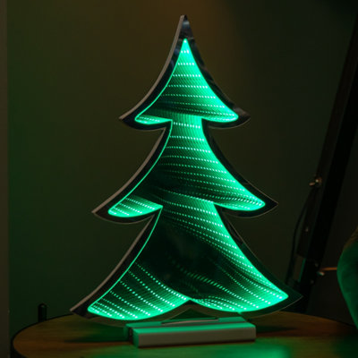 Rackhams Light/Green 40Cm Infinity Up Christmas Tree Decoration With Leds On Wooden Base - Image 5
