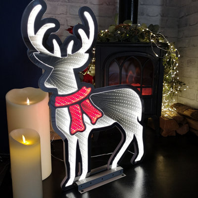 Samuel Alexander 60Cm Infinity Light Up Standing Christmas Reindeer Decoration With White & Red Leds On Metal Base from B&Q