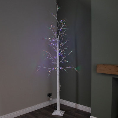 Samuel Alexander 2.4M Light Up Christmas Birch Tree With 136 Multi-Coloured Leds from B&Q