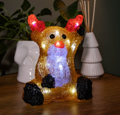 Samuel Alexander 20Cm Battery Operated Led Acrylic Sitting Reindeer Christmas Decoration In Cool White from B&Q