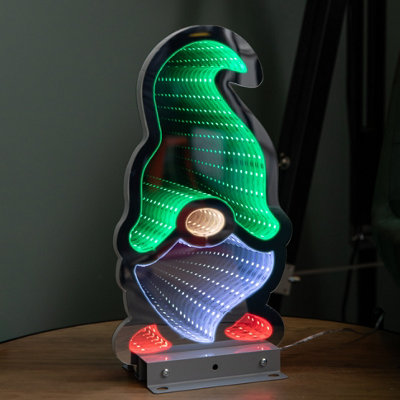 Samuel Alexander 30Cm Infinity Light Up Christmas Gonk Decoration With Green & White Leds On Metal Base from B&Q
