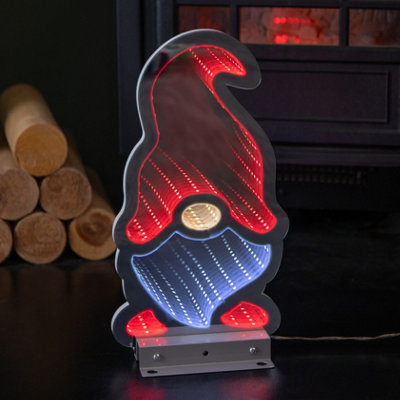 B&Q -  30Cm Infinity Light Up Christmas Gonk Decoration With Red & White Leds On Metal Base