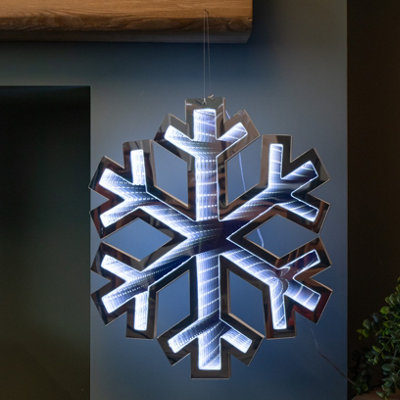 40cm Infinity Light up Hanging Christmas Snowflake Decoration with White LEDs - Samuel Alexander  | TJ Hughes - Image 10