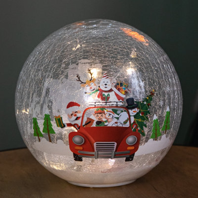 Samuel Alexander 20Cm Battery Operated Light Up Santa And Friends Christmas Crackle Ball With Leds from B&Q