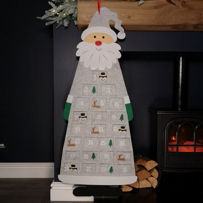 Samuel Alexander 45Cm X 115Cm Felt Santa Advent Calendar Christmas Decoration In Grey from B&Q