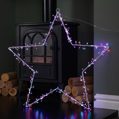 B&Q -  60Cm Light Up Metal Hanging Christmas Star Decoration With 280 Rainbow Leds