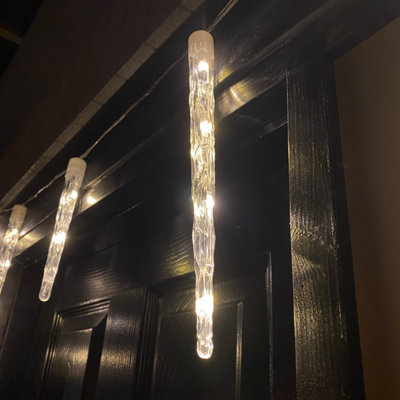 B&Q -  6.9M White To Warm White Led Colour Changing Icicle Lights Christmas Decoration