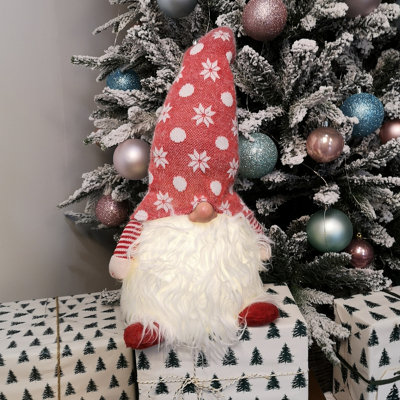 B&Q -  56Cm Battery Operated Light Up Christmas Standing Gonk Decoration In Red
