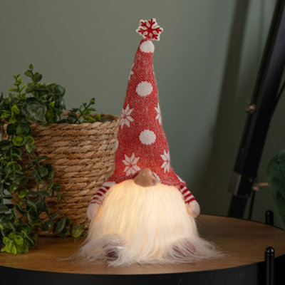 B&Q -  30Cm Battery Operated Light Up Christmas Standing Gonk Decoration In Red