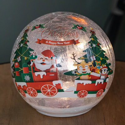 Samuel Alexander 15Cm Battery Operated Light Up Santa And Friends Christmas Crackle Ball With Leds from B&Q
