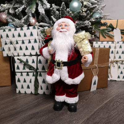 Samuel Alexander 40Cm Red Standing Santa With Gift Sack Christmas Indoor Decoration from B&Q