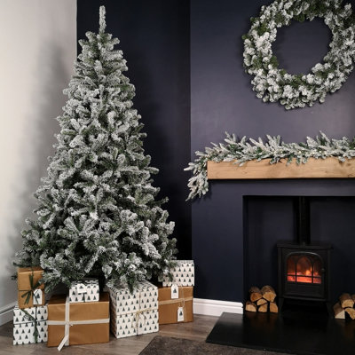 Samuel Alexander 8Ft (2.4M) Snow Flocked Woodcote Spruce Artificial Christmas Tree from B&Q