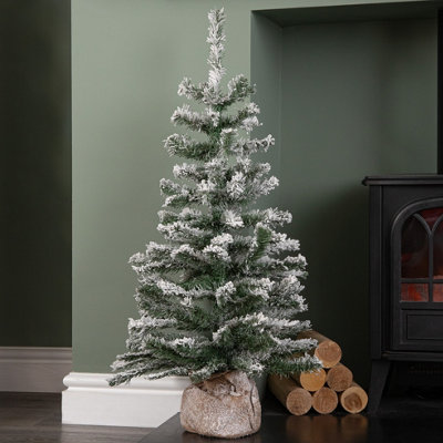 Samuel Alexander 3Ft (90Cm) Mini Imperial Snowy Christmas Tree In Jute Bag from B&Q