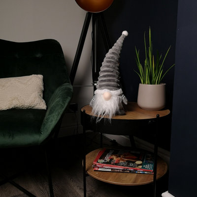 Samuel Alexander 40Cm Sitting Plush Christmas Gonk With Grooved Hat In Grey from B&Q
