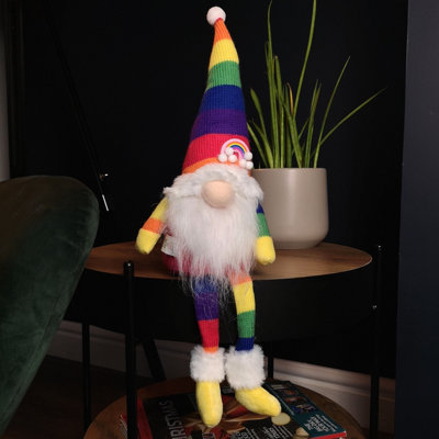 Samuel Alexander 47Cm Rainbow Plush Seated Christmas Gonk With Dangly Legs Decoration