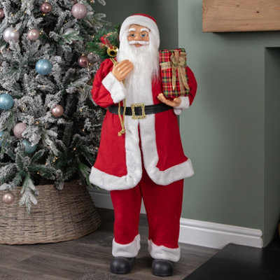 B&Q -  1.1M Traditional Standing Santa Claus Christmas Decoration With Gift Sack