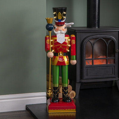 Rackhams Light 80Cm Up Nutcracker Soldier Led Christmas Wooden Ornament Home Decoration - Image 3