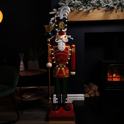 Rackhams Light 119Cm Up Nutcracker Soldier Led Christmas Wooden Ornament Home Decoration - Image 3