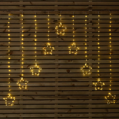 B&Q -  1.2M Light Up Star Curtain Christmas Lights With Warm White Leds