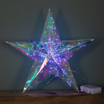 B&Q -  36Cm Battery Operated Light Up Hanging Christmas Dreamlight Star With 100 White Leds