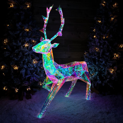 Samuel Alexander 1.4M Light Up Standing Iridescent Dreamlights Christmas Stag With 600 White Leds from B&Q