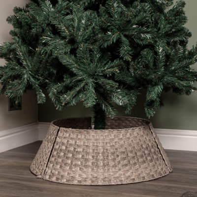 Samuel Alexander Christmas Tree Skirt - Grey Plastic Wicker Rattan - Extra Large - Image 5