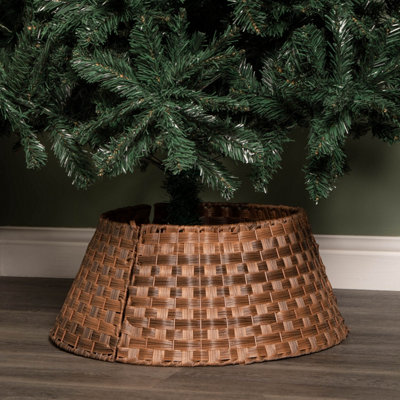 Samuel Alexander Unisex Brown 40/58Cm Medium Kd Plastic Wicker Rattan Woven Christmas Tree Skirt In - Image 3
