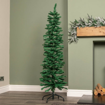 Samuel Alexander 5Ft (1.5M) Green Artificial Pencil Christmas Tree With Green Metal Stand And 236 Tips from B&Q