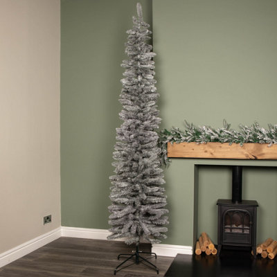 Samuel Alexander 8Ft (2.4M) Artificial Pencil Christmas Tree With Metal Stand And 460 Tips Grey/Green