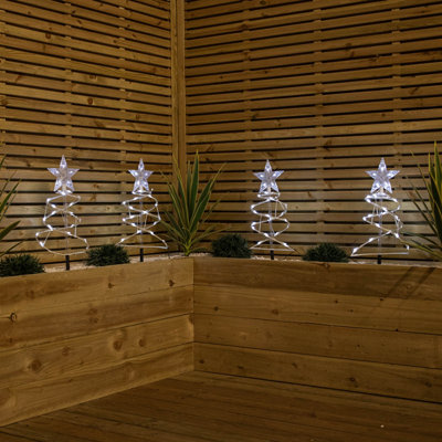 Samuel Alexander Light/White Set Of 4 Up Spiral Christmas Tree Garden Path With 100 Leds 45Cm