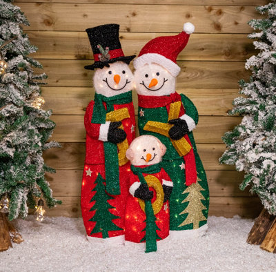 Samuel Alexander 1000 Bo Lit Snowman Family With Warm Leds White - B&Q
