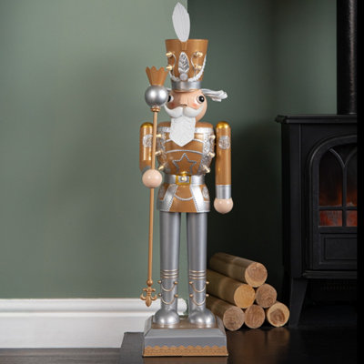 Samuel Alexander 80cm Gold LED Light Up Nutcracker - Metal - Battery Operated - Indoor Christmas Decoration - Image 3