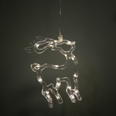 B&Q -  19Cm Battery Operated Light Up Christmas Reindeer Window Decoration With Warm White Leds
