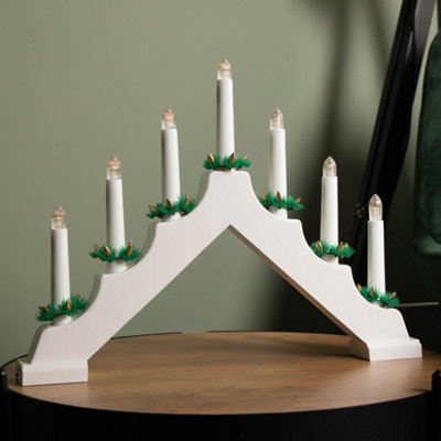 Samuel Alexander Light/White Battery Operated Up Christmas Candle Bridge With 7 Warm Leds 41Cm