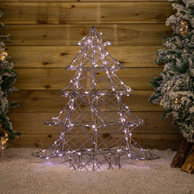 Samuel Alexander Light/Grey/White Up Rattan Christmas Tree With 120 & Warm Leds 90Cm