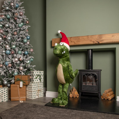 1.17m Humongous Green Standing Christmas Dinosaur With Santa Hat - Samuel Alexander  | TJ Hughes - Image 8