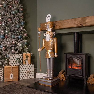 Light/Gold 1.2M Battery Operated Up Giant Christmas Nutcracker With Leds - Image 5