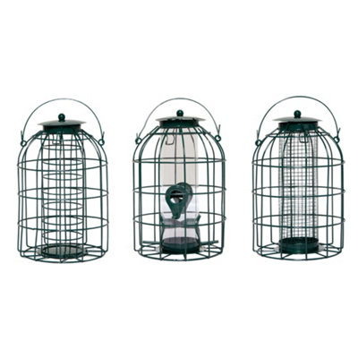 B&Q -  Pack Of 3 Hanging Nut Seed & Fat Ball Bird Feeders With Squirrel Guard
