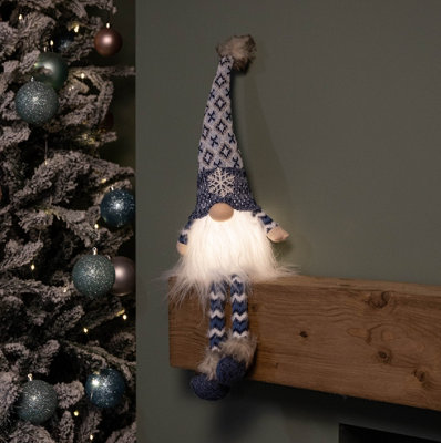 Samuel Alexander Light/Blue Battery Operated Up Christmas Gonk With Dangly Legs & Snowflake Hat 55Cm