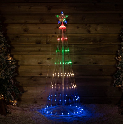 Samuel Alexander 1.35M Up Christmas Cone Tree With 160 Multi Coloured Leds And Timer Function Light