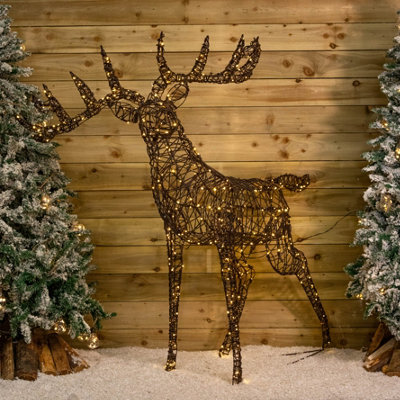 Samuel Alexander 1.66M Up Christmas Standing Stag With 440 & Warm Leds Light/Brown/White