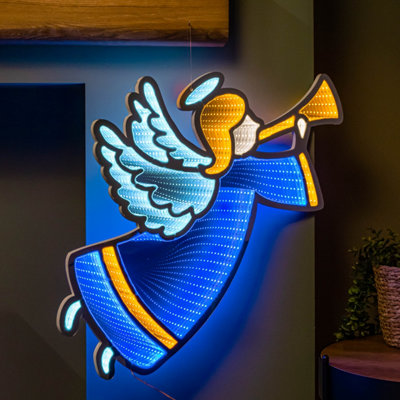 B&Q -  65Cm Infinity Hanging Christmas Angel With Blue And Gold Leds - Image 7