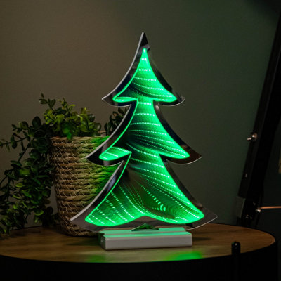 Samuel ALEXANDER 30cm Standing Infinity Christmas Tree Light with Wooden Base and Green LEDs - Image 5
